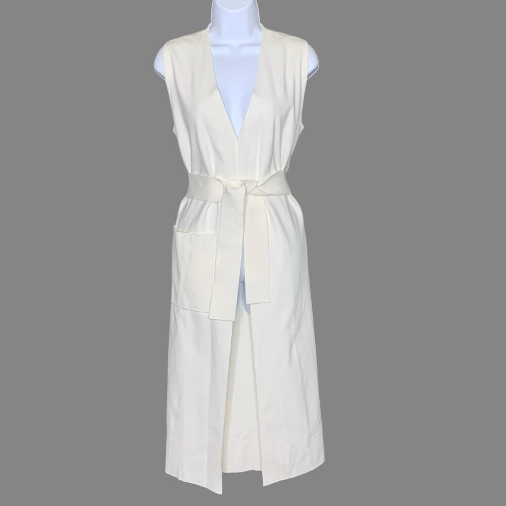 COS S NEW Ivory Sleeveless Long Sweater Duster Cardigan Minimalist Clean Girl
